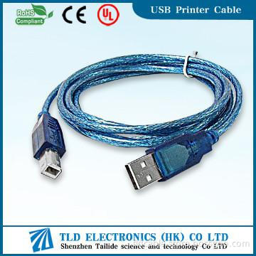 USB Printer Cable Transparent Blue